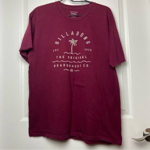 Men’s Billabong Burgundy Short Sleeve Graphic Tee Shirt Size L